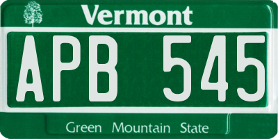 VT license plate APB545