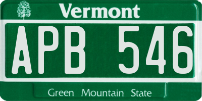 VT license plate APB546