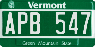 VT license plate APB547