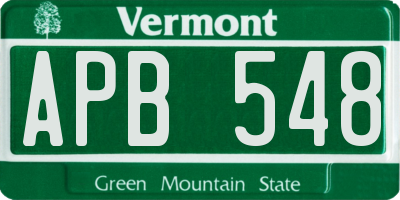 VT license plate APB548