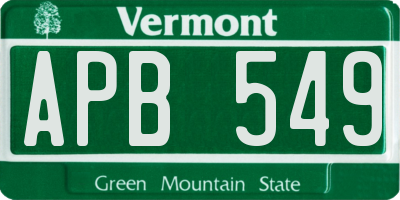 VT license plate APB549