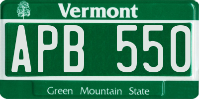 VT license plate APB550