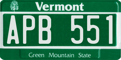 VT license plate APB551
