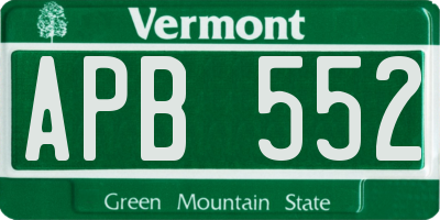 VT license plate APB552