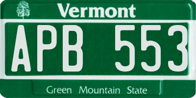 VT license plate APB553