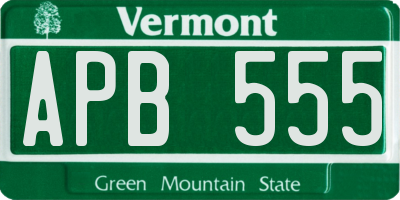 VT license plate APB555
