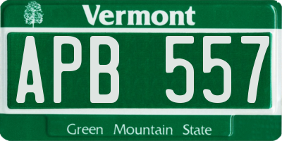 VT license plate APB557
