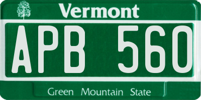 VT license plate APB560