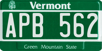 VT license plate APB562