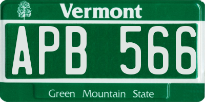 VT license plate APB566