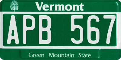 VT license plate APB567