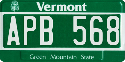 VT license plate APB568