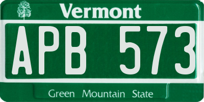 VT license plate APB573