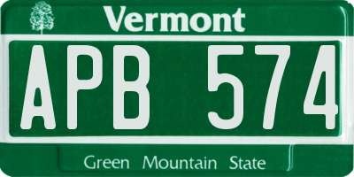 VT license plate APB574
