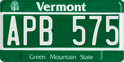 VT license plate APB575
