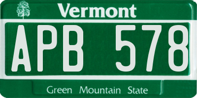 VT license plate APB578