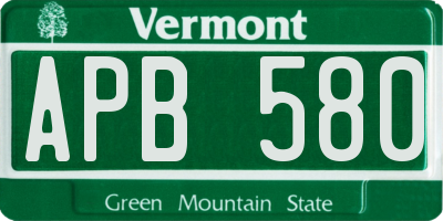 VT license plate APB580