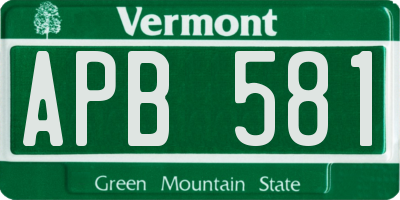 VT license plate APB581