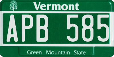 VT license plate APB585