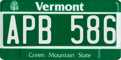 VT license plate APB586