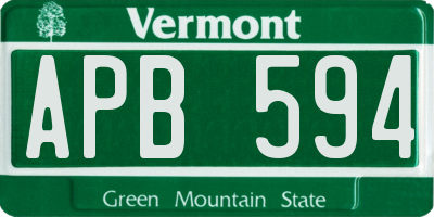 VT license plate APB594