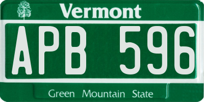 VT license plate APB596
