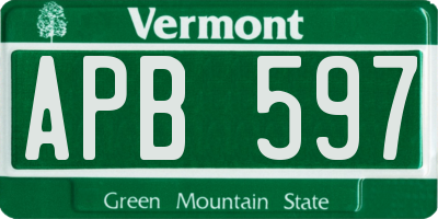 VT license plate APB597