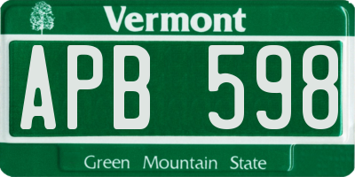 VT license plate APB598