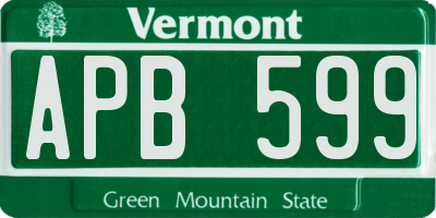 VT license plate APB599