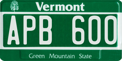 VT license plate APB600