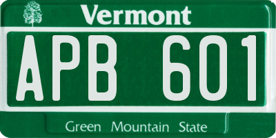 VT license plate APB601