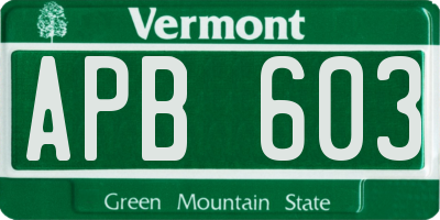 VT license plate APB603