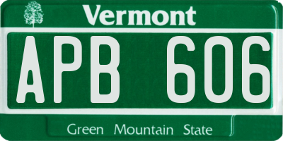 VT license plate APB606