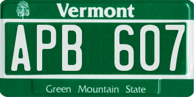 VT license plate APB607