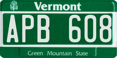 VT license plate APB608