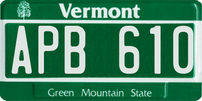 VT license plate APB610