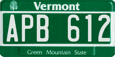 VT license plate APB612