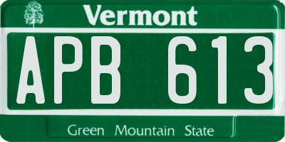 VT license plate APB613