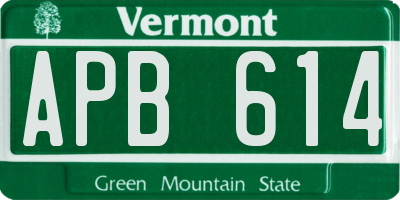 VT license plate APB614