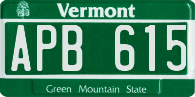 VT license plate APB615