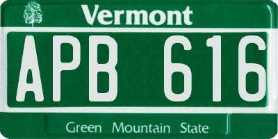 VT license plate APB616