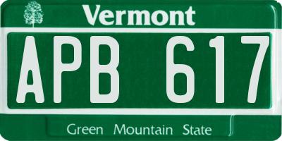 VT license plate APB617