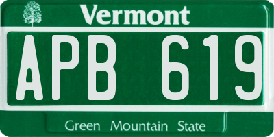 VT license plate APB619