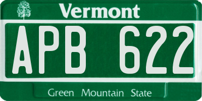 VT license plate APB622