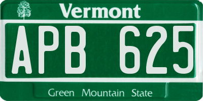 VT license plate APB625