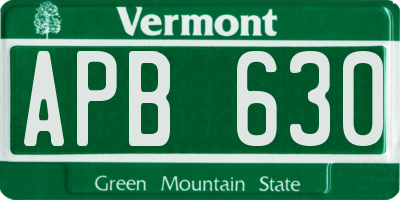 VT license plate APB630