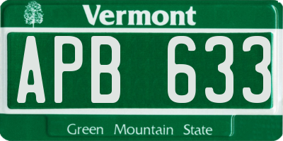 VT license plate APB633