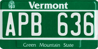 VT license plate APB636