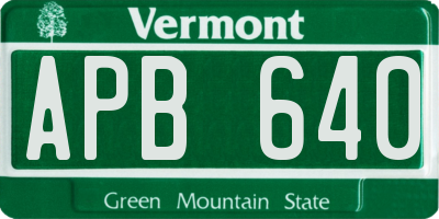VT license plate APB640