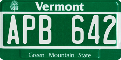VT license plate APB642